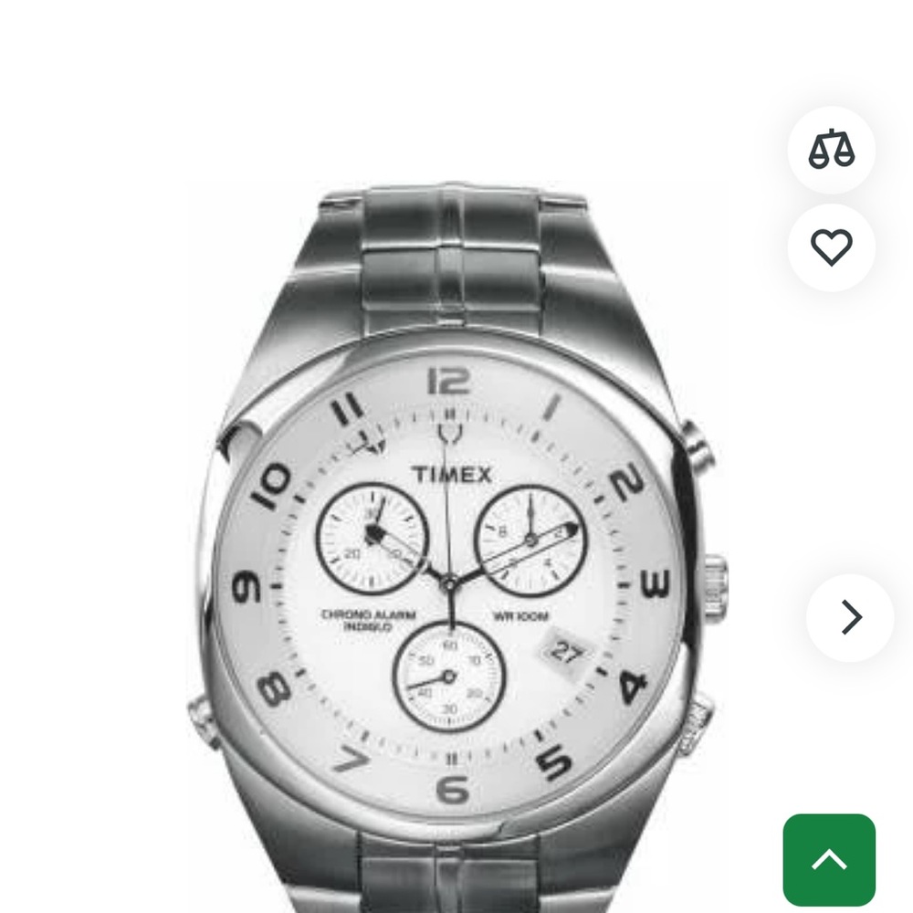 Timex vintage  Silver Chronograph Men's Watch T26331  N1  1985